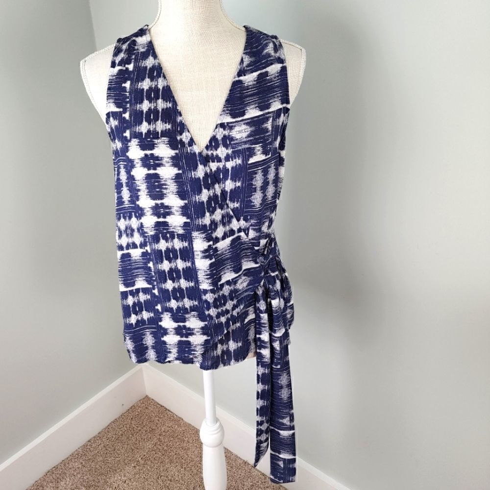 Allison Joy Evereve Women's Sleeveless Faux Wrap Tie Die Top Size XS